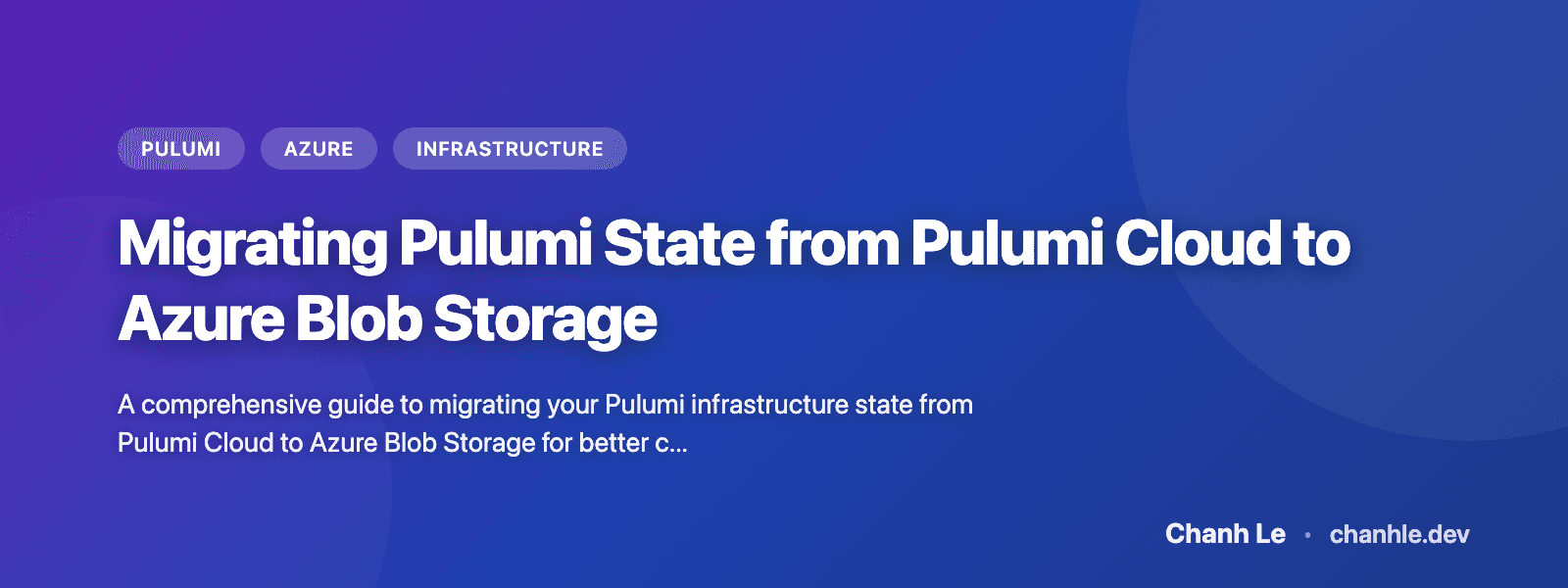 Migrating Pulumi State from Pulumi Cloud to Azure Blob Storage