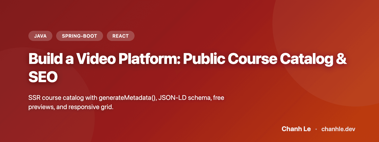 Build a Video Platform: Public Course Catalog & SEO